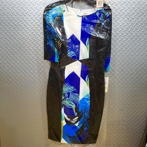 NWT Sangria Print Color Block Scuba Sheath Dress (10)